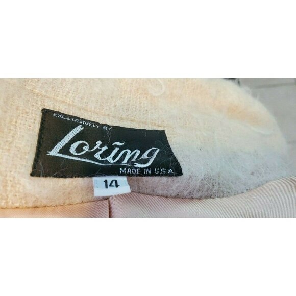 Loring Vintage Mohair Wool Blend Coat Women’s Size 14 Cream Ivory USA Made Fuzzy - Picture 7 of 9